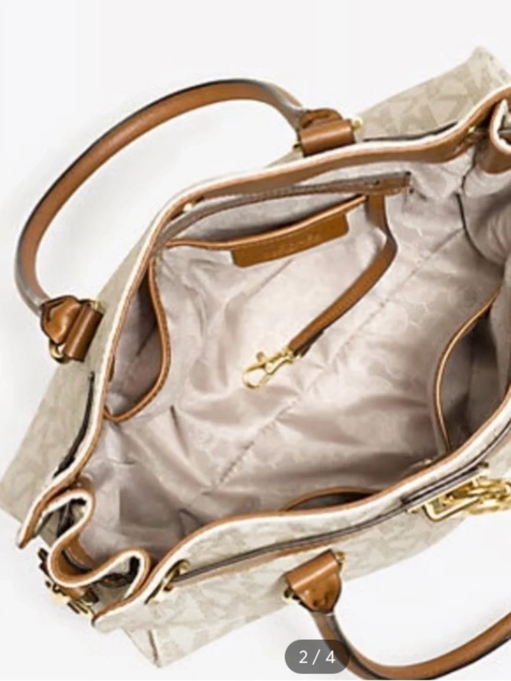 MICHAEL Michael Kors Hamilton Vanilla Logo Large Satchel Purse Crossbody Bag